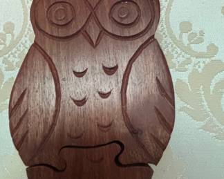 Hand Carved Wooden Owl Puzzle Box from Indonesia