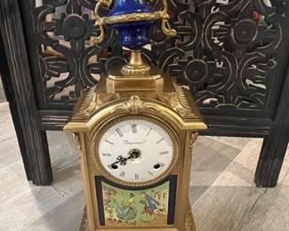 French Ormolu and Porcelain Mantel Clock