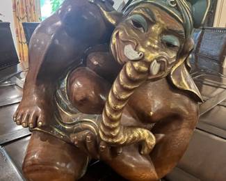 Vintage Ganesha Sculpture with Gilded Accents