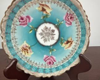 R.S. Prussia Porcelain Plate with Roses