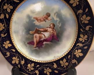 Royal Vienna Porcelain Decorative Plate with Cherub and Nymph Scene