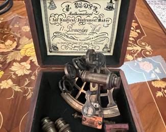 J. Scott London Brass Sextant in Presentation Box