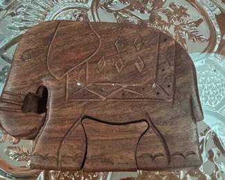 Hand Carved Wooden Elephant Puzzle Box