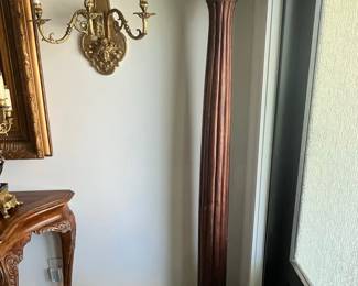 Antique Carved Wooden Corinthian Column Pedestal