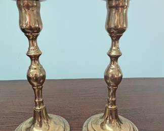 Brass Candlesticks - Queen Anne Style
