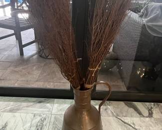 Vintage Copper Pitcher with Dried Stems