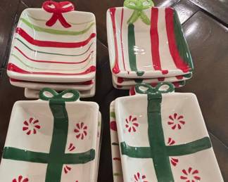 Christmas Present Shaped Ceramic Tidbit Trays