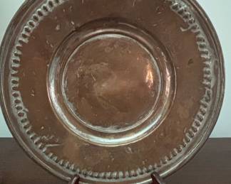 Antique Copper Plate with Decorative Rim