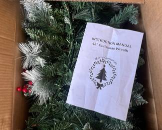 48" Artificial Christmas Wreath with Frosted Tips and Berries