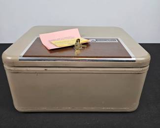 Lot #93 - SentryBox John D. Brush Co. Rochester N.Y. Vintage Metal Insulated Security Box with Keys & Documentation