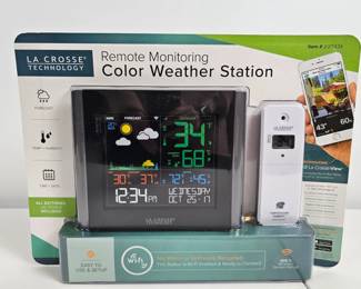 Lot #27 - NEW La Crosse Technology Remote Monitoring Color Weather Station Wi-Fi Enabled Model 20743