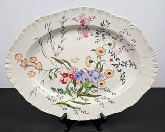 Lot #75 - Antique Wedgwood Ranunculus Multicolor 16" Oval Serving Platter