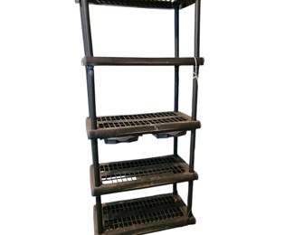 Lot #188 - 5-Tier Plastic Storage Shelf Unit With 2 Small Drawers - Durable Organizer Shelving