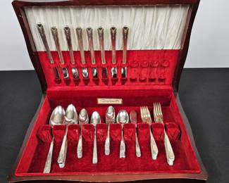 Lot #57 - Community Silverplate Flatware Set Vintage Silverware 62 Piece Service for 8 with Case