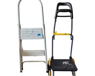Lot #194 - Gorilla Cart Climb Cart Hand Truck and Folding Step Ladder Combo