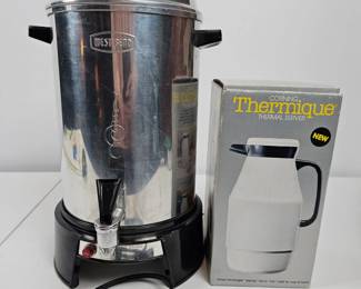 Lot #39 - West Bend Electric Percolator Coffee Maker & Corning Thermique Thermal Server Lot