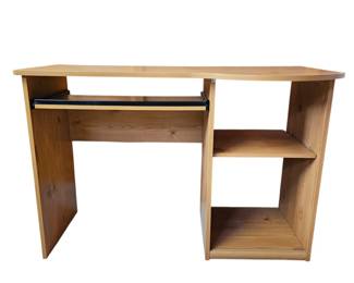 Lot #131 - Wooden Computer Desk with Pullout Keyboard Tray and Open Storage Shelves - Compact Office Workstation