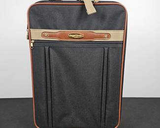 Lot #92 - Rugged Traveler Vintage Black Fabric Rolling Carry-On Luggage with Leather Trim & Telescopic Handle