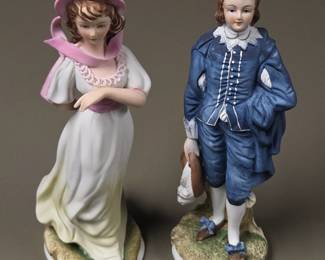 Lot #67 - Vintage Porcelain Victorian Couple Figurines - Hand-Painted Decorative Collectibles
