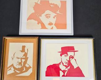 Lot #89 - Vintage Pop Art Style Movie Star Silhouette Framed Wall Art Lot - Unique Retro Decor