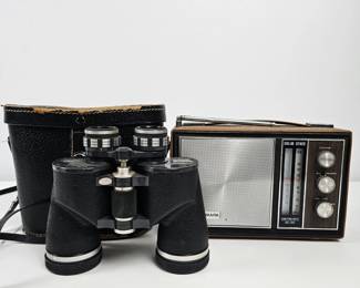 Lot #49 - Vintage SUN MARK Solid State AM/FM Radio Portable Model & Jason Wide Angle 7x50 Binoculars