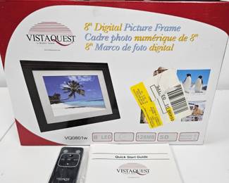 Lot #34 - NEW VistaQuest VQ0801w 8" Digital Picture Frame LED Screen with Remote & Quick Start Guide