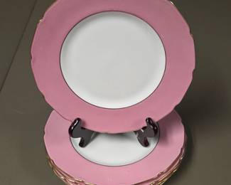 Lot #68 - Antique 1918 Royal Doulton Pink and Gold Porcelain Luncheon Plates Set of 5