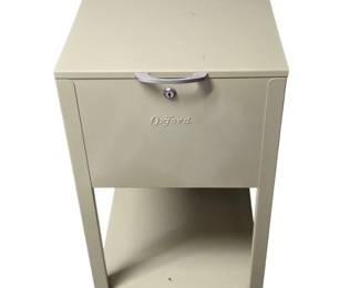 Lot #109 - Vintage Oxford Rolling Filing Cabinet Metal Storage Cart with Lock and Lower Shelf