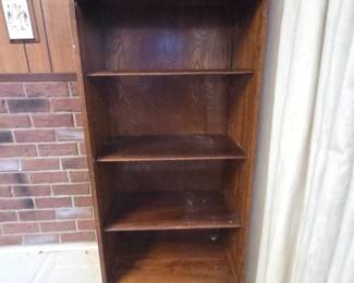 Lot #133 - Vintage Solid Wood Oak Bookcase Shelf 4-Tier Tall Storage Furniture