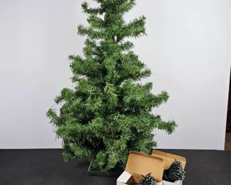Lot #112 - Artificial Mini Christmas Tree with Solar Powered LED String Lights and Ground Stake