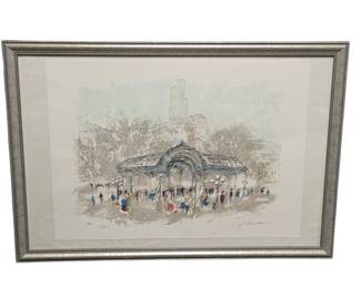 Lot #3 - Urbain Hutchet Hand Signed Limited Edition 135/300 Chromolithograph "Seattle"