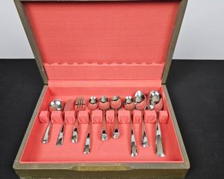 Lot #58 - Vintage Imperial USA Stainless Steel Flatware Set with Serving Utensils - Classic Elegance