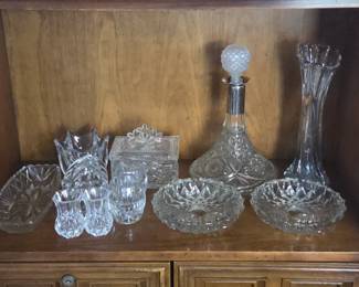Lot #169 - Mixed Collection of Cut Glass and Crystal Including Signed Orrefors Crystal Belle Tulips Bowl