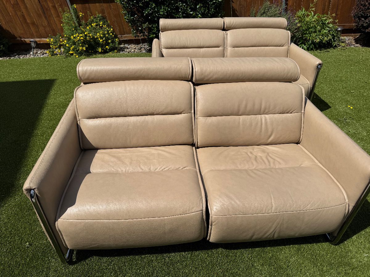 Ekornes Stressless Powered Leather Loveseats "Emily Steel Loveseat"
