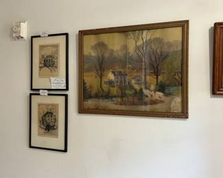 California Streetcar Holmes Etchings and other framed art
