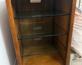 Wooden Cabinet with Glass Shelves