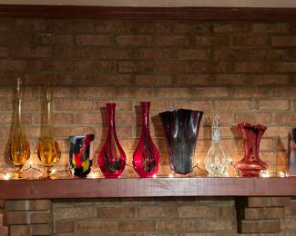 Multiple vintage vases