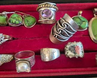 Silver and turquoise with other artisan made items