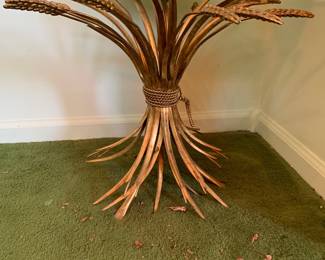 wheat brass and glass table