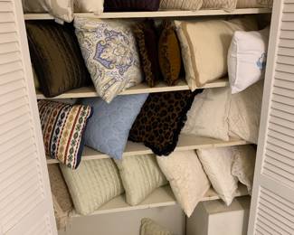 nearly 40 throw pillows