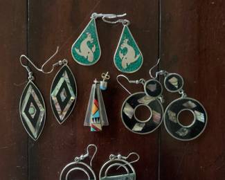 Mexico earrings, inlaid with stone