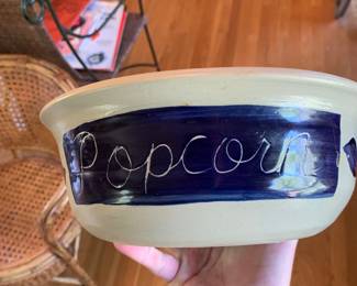 Pottery popcorn bowl