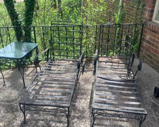 iron chaise lounges