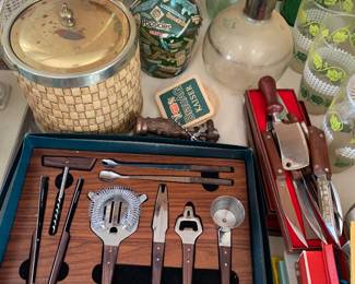 New in box bar ware and serving pieces