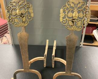BRASS ROSETTES ANDIRONS