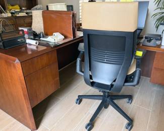 Wooden desk, Steelgase Gesture Task armchair