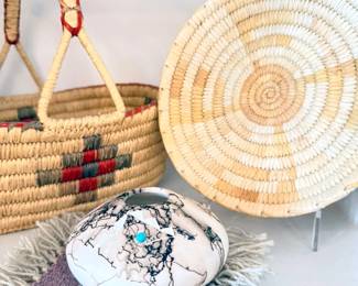 Horsehair pot and baskets