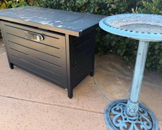 Propane firepit, birdbath
