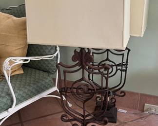 Two heavy iron lamps