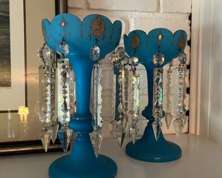 Victorian lustre glass vases